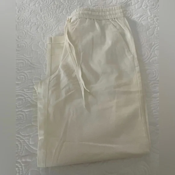 NWT J. Crew Factory White Linen Blend Drawstring Pants Sz 8 - Picture 12 of 16